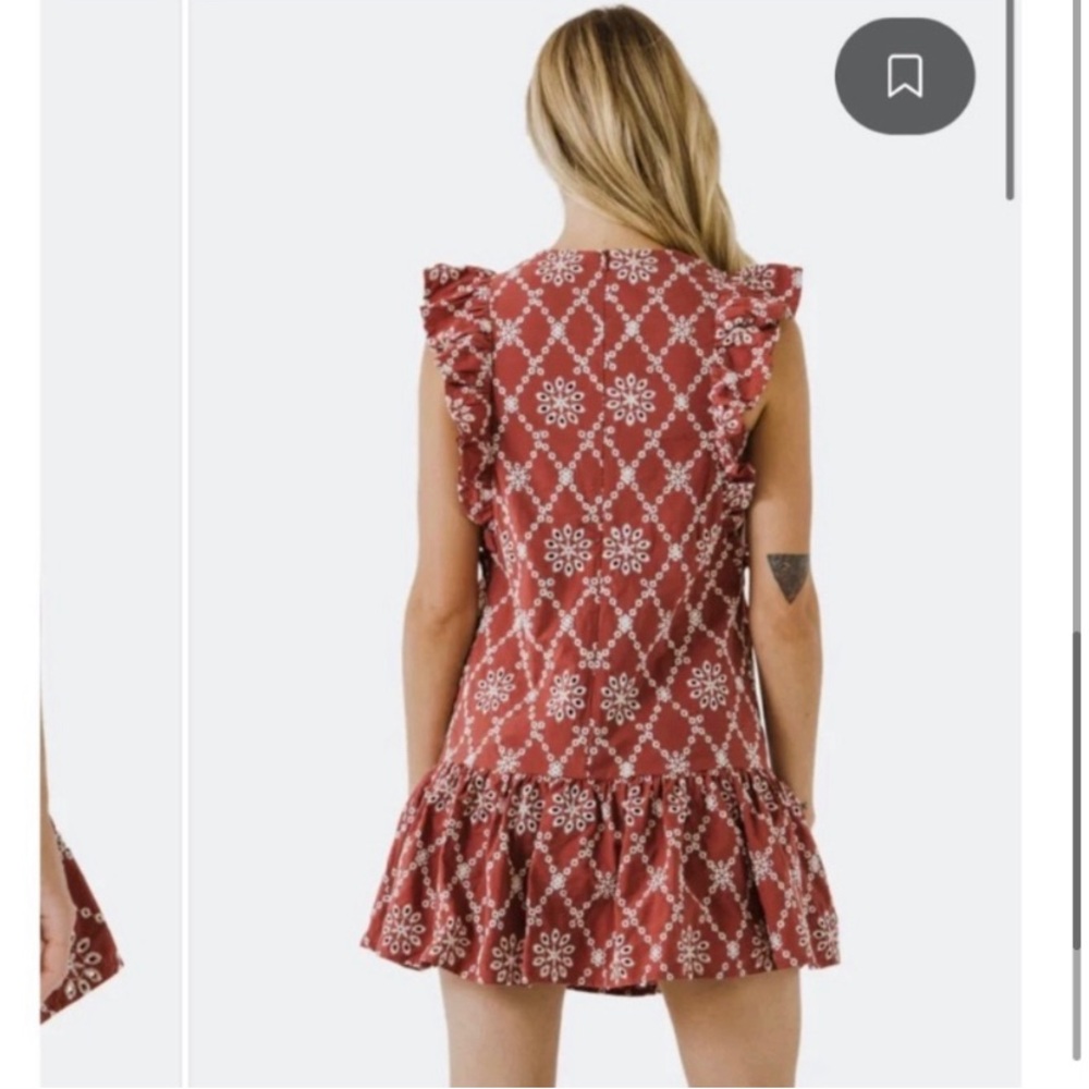 Free the Roses | Ruffle Sleeve Embroidered V Neck Dress Size S - Picture 2 of 9